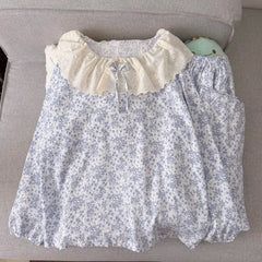 Frill Collar Long-Sleeve Pajama Set