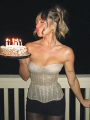 Sequin Sheer Strapless Corset