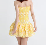 Printed Ruched Tube Mini Dress