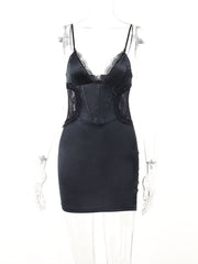 Black Side Lace Design Mini Dress Free From Label