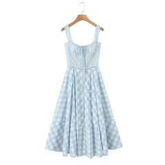 Patchwork Spliced Tie Up Strap Maxi Dress