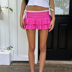 Layered Print Ruffle Mini Skirt