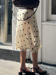 White Polka Dot Midi Skirt