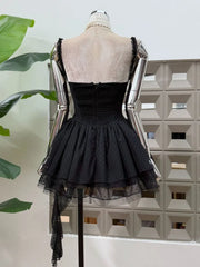 Polka Dot Tiered Ruffle Hem Mini Dress