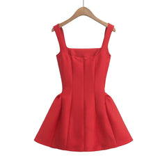 Solid A-Line Strap Mini Dress