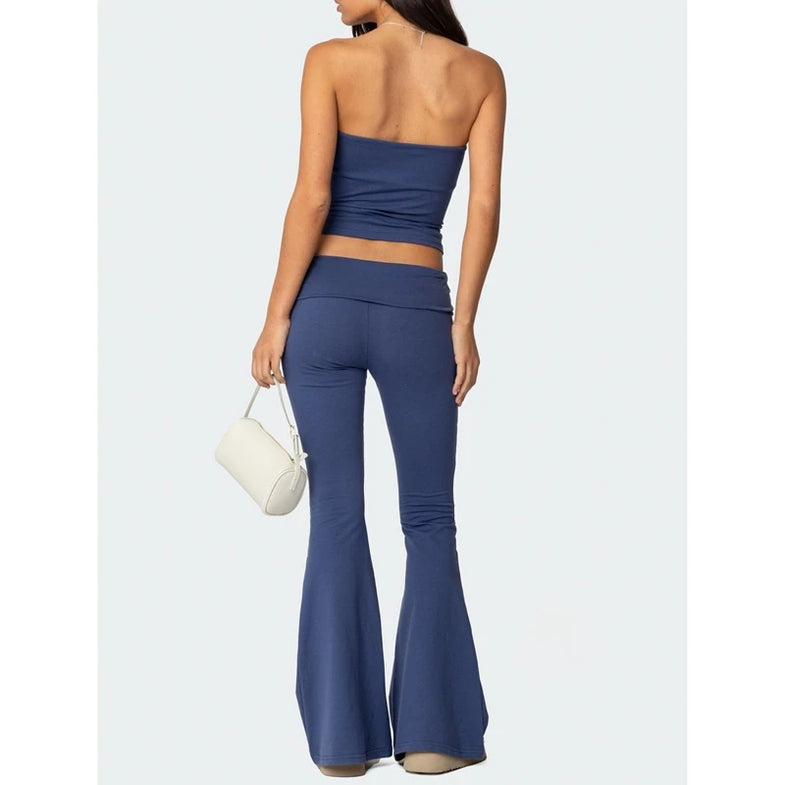 zimmermann fit and flare dress Metallic Stretch Knit Tube Top Flare Bottom Set – Just Imagine