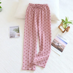 Cotton Heart Dotted Printed Drawstring Trousers