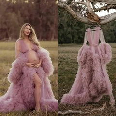 Long Tulle Fluffy Sleepwear Robes