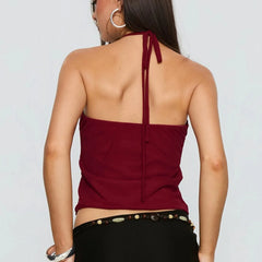 Metal Ring Halter Neck Crop Top