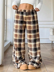 Plaid Printed Fleece-Lined Sweatpants