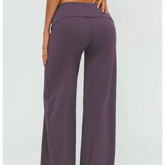 Wide Leg Fold Over Low Rise Flare Yoga Sweatpants