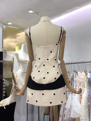 White Polka Dot Bow Mini Dress