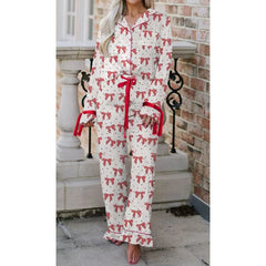 Bow/Heart Print Loungewear Pajamas Set