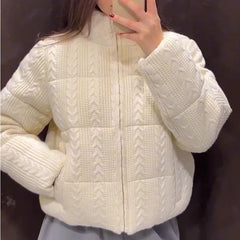 Cabel Knit Puffer Crop Jacket Free From Label