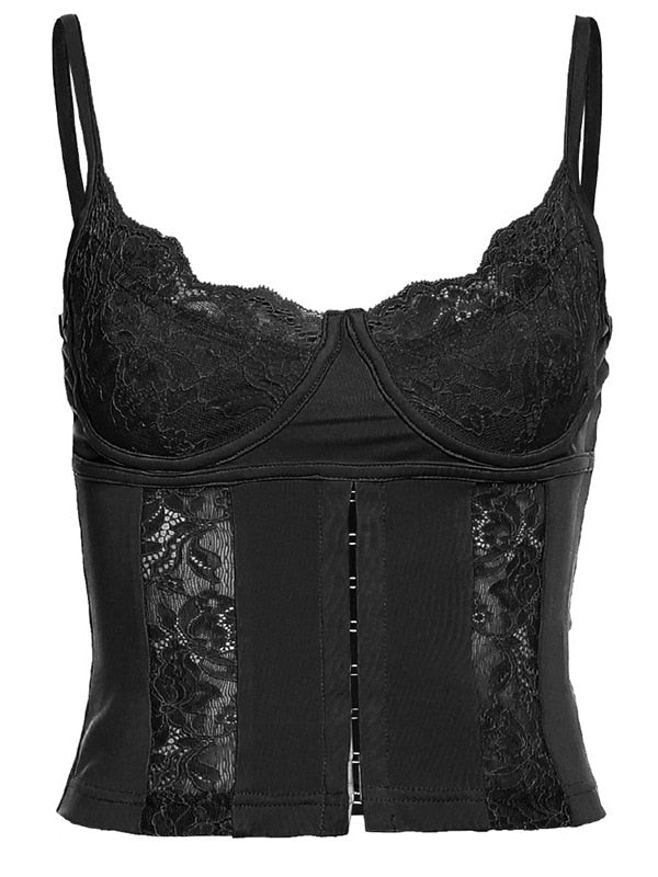 Lace Patchwork Hook Cami Bustier Top
