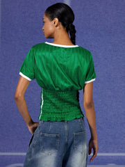 Green Ruched Mexico Jersey Top