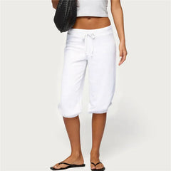 Drawstring Low Waist Capri Sweatpants