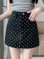 Polka Dots Buttoned Layered Mini Skirt