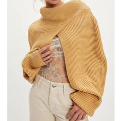 Long Sleeve Turtleneck Open Front Shrugs Sweater