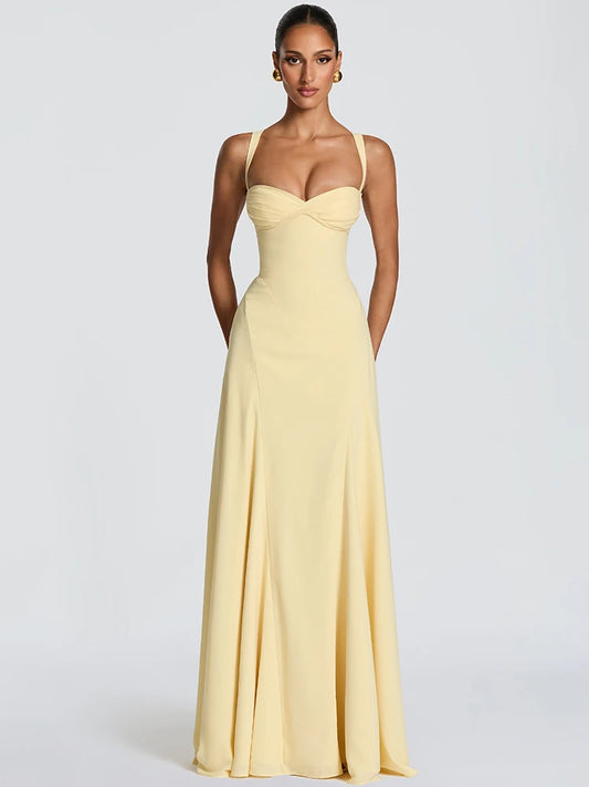Solid Strap Tie Up Maxi Dress