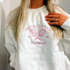 Beverly Hills Tennis Letters Embroidered Sweatshirt