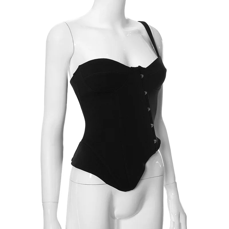 Black Asymetric Corset Top – Free From Label