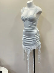 Lace Ruffle Hem Ruched Night Dress