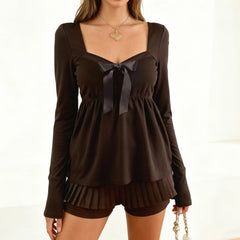 Long Sleeve Bowknot Top