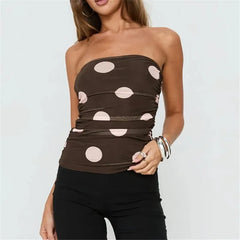 Polka Dot Mesh Tube Top