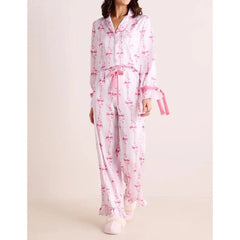 Bow/Heart Print Loungewear Pajamas Set