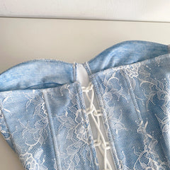 Blue Lace Strapless Corset