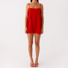 Red Strap Babydoll Mini Dress