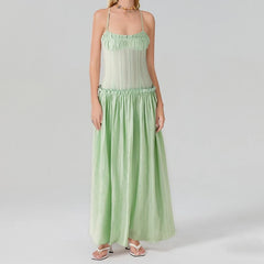 Spaghetti Strap Smocked Waist Maxi Dress