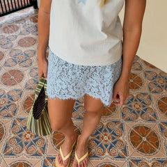 Sheer Floral Lace Mini Skirt