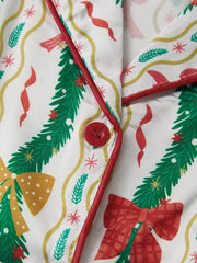 Christmas Santa Nutcracker Button Down Shirt And Shorts Pjs Set