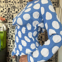 Polka Dot Long Sleeve Smocked Top