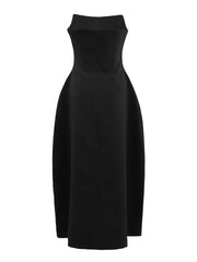 Black Strapless Diamonds Mini / Midi A-line Dress