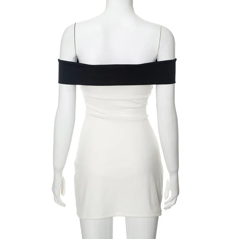 White Off-shoulder Bow Mini Dress