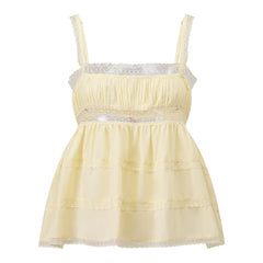 Babydoll Lace Trim Tiered Top