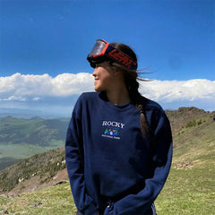 Women's Rocky Mountain National Park embroidered sweatshirt.