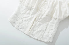 White Embroidery Ruched Chest Corset Tank Top