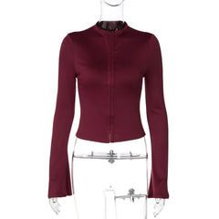 Long Sleeve Hook Front Button Up Top