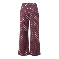 Brown High Waist Polka Dot Wide Leg Jeans