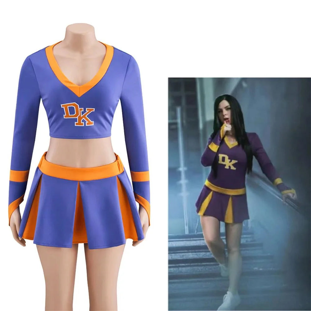“Jennifer’s Body purple and gold cheerleader cosplay costume”