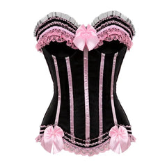 Satin Bow Lace Strapless Corset Top