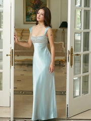 Stain Strap Patchwork Solid Maxi Dress