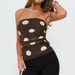 Polka Dot Mesh Tube Top