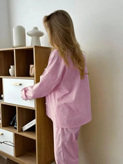 Plaid Long Sleeved Pants And Pants Pajamas Two-piece Set