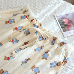 Printed Crepe Cotton Straight Drawstring Trousers