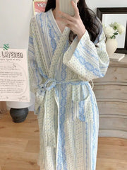 Cartoon Print Kimono Long-Sleeve Robe Nightgown